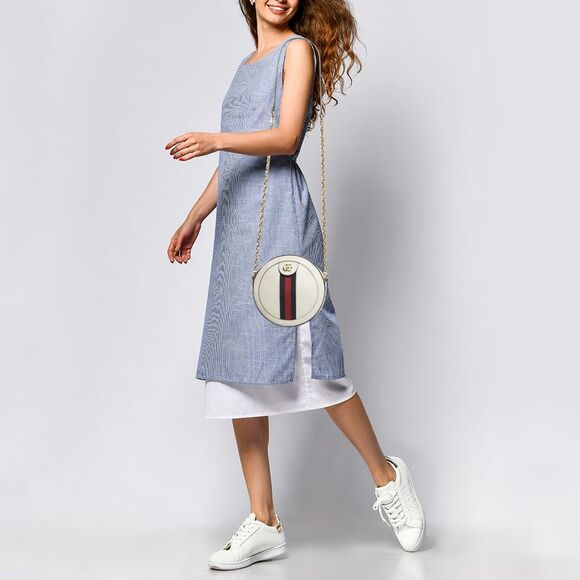 Gucci Off White Leather Mini Ophidia Round Shoulder Bag - Picture 2 of 4